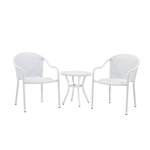 Palm Harbor 3pc Outdoor Wicker Seating Set White Crosley