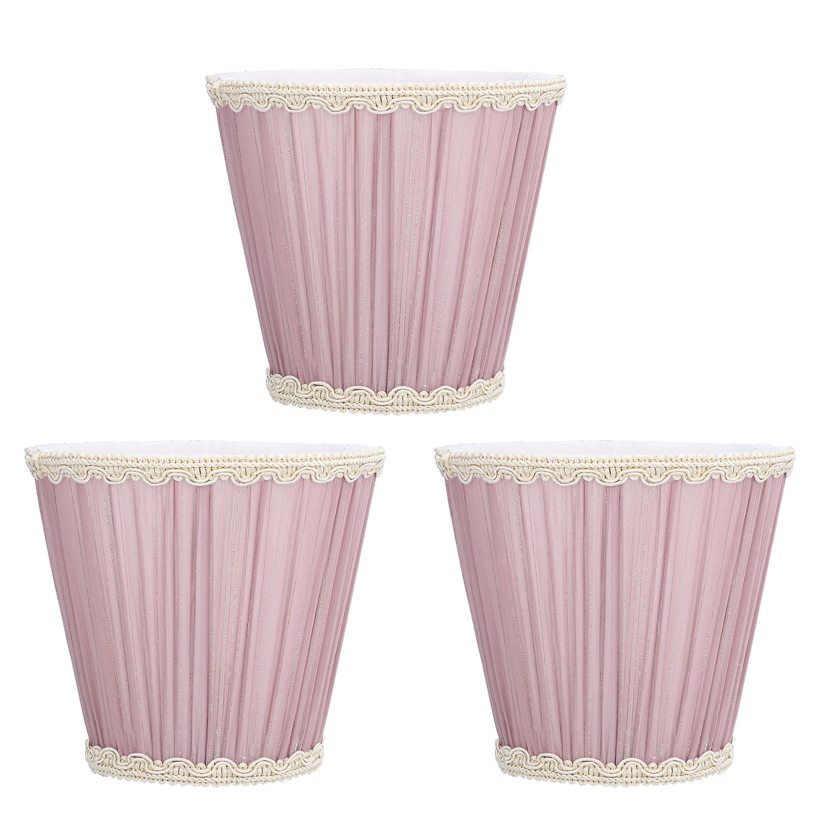 3pcs Cloth Lamp Shade E14 Clipon Lampshade For Candle Chandelier Wall Lamp Table Light Indoor Decor(light Purple )