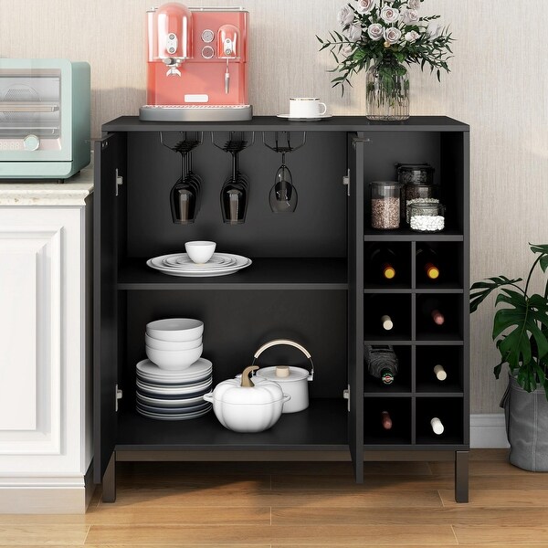 34 Inch Sideboards and Buffets With Storage Coffee Bar Cabinet Wine Racks Storage