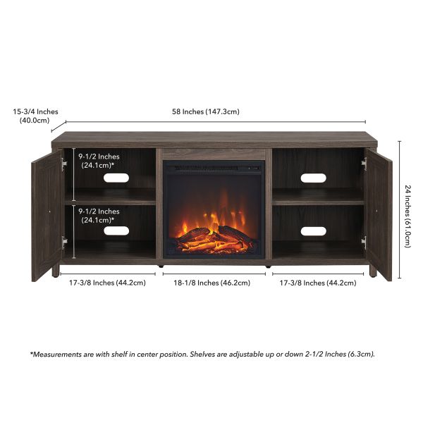 Granger Rectangular TV Stand with Log Fireplace for TV's up to 65