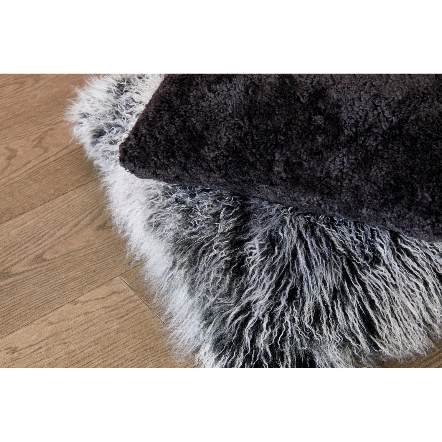 Lamb Fur Pillow Large Black Snow