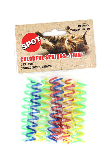 Spot Thin Colorful Springs Cat Toy， 10 pack