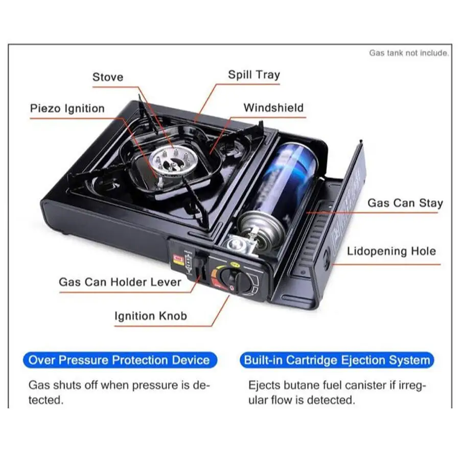 Outdoor Gas Cooktops Camping Kitchen New Portable Camping Gas Cooker Single Burner Stove Butane BBQ Carry Bag Outdoor