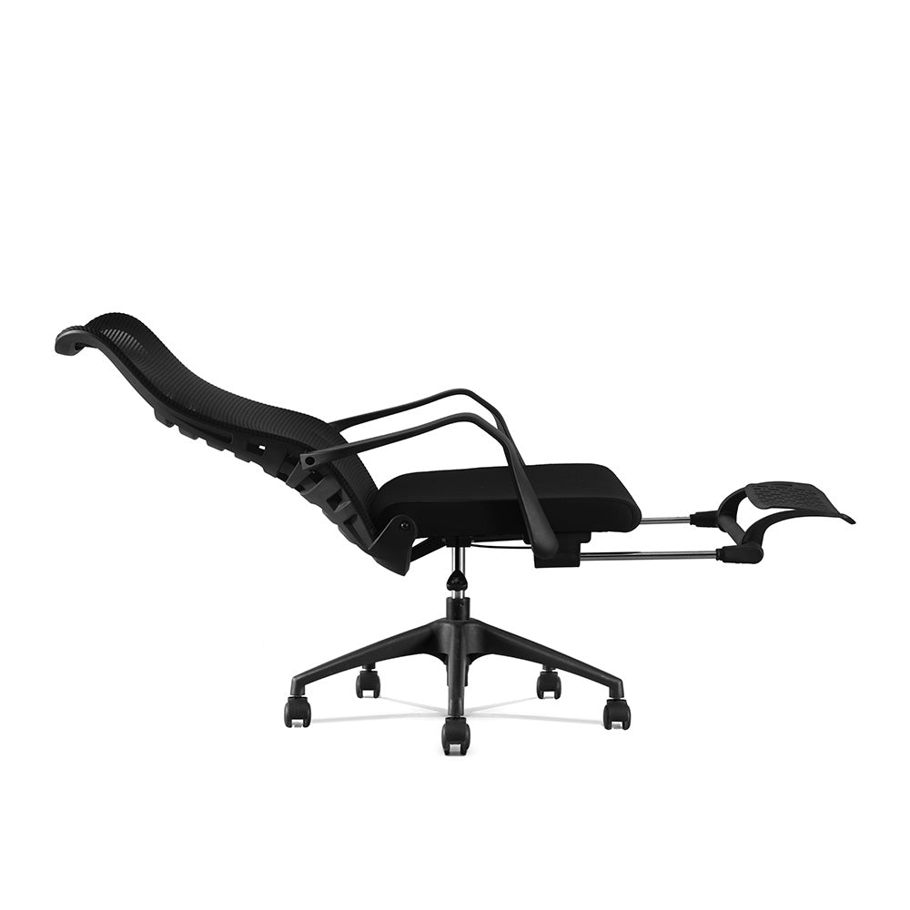 STEN High Back Office Chair with Retractable Footrest - Black