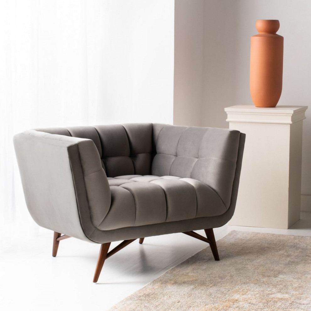 Berdie Mid Century Tufted Club Chair Dark Grey   Modern   Armchairs And Accent Chairs   by Virgil Stanis Design  Houzz