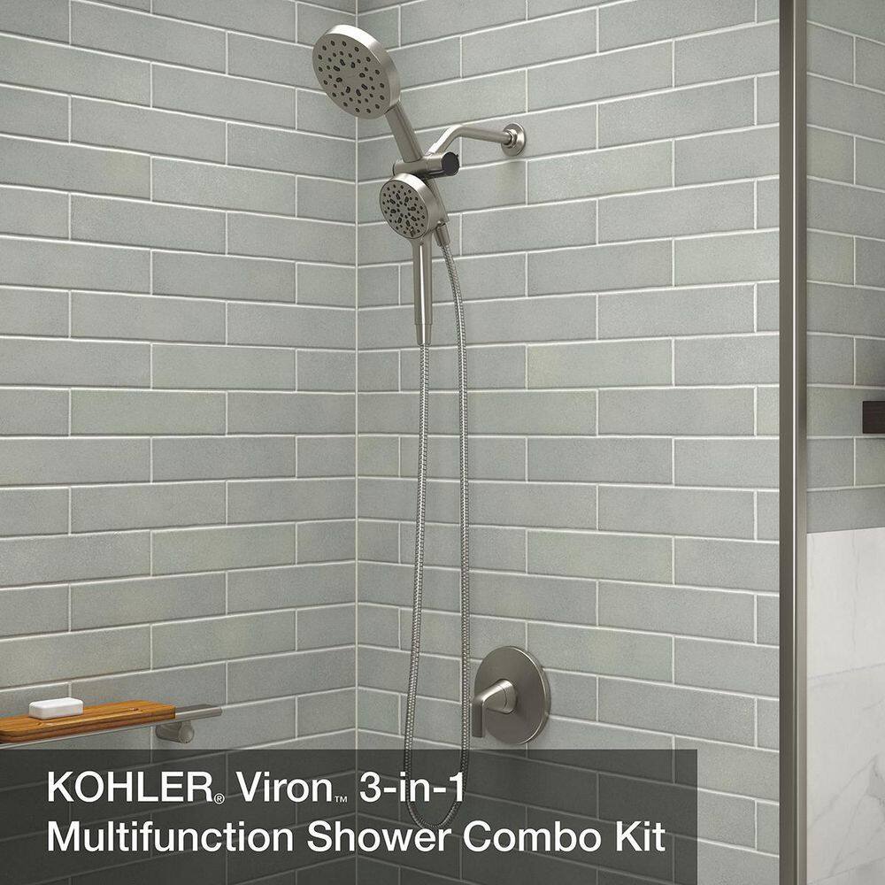 KOHLER Viron 4-Spray Patterns 6 in. Wall Mount Dual Showerhead and Handshower in Vibrant Brushed Nickel R26699-G-BN