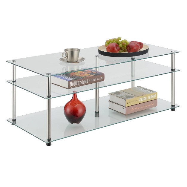 Classic Glass 3 Tier Coffee Table Clear Glass Breighton Home