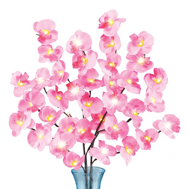 Collections Etc 2pcs Lighted Orchid Branches