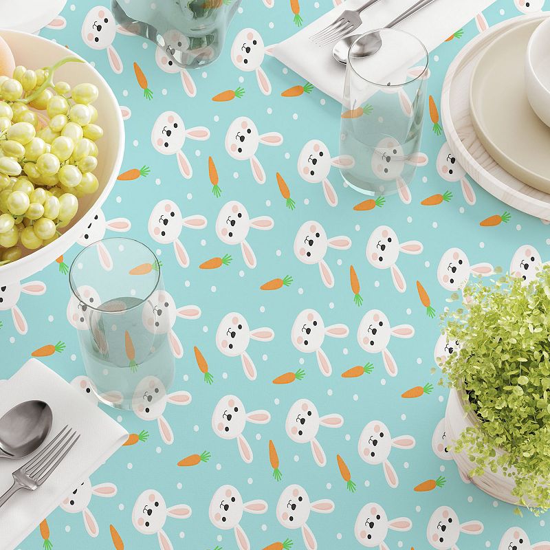 Square Tablecloth， 100% Polyester， 54x54， Easter Rabbits Celebration