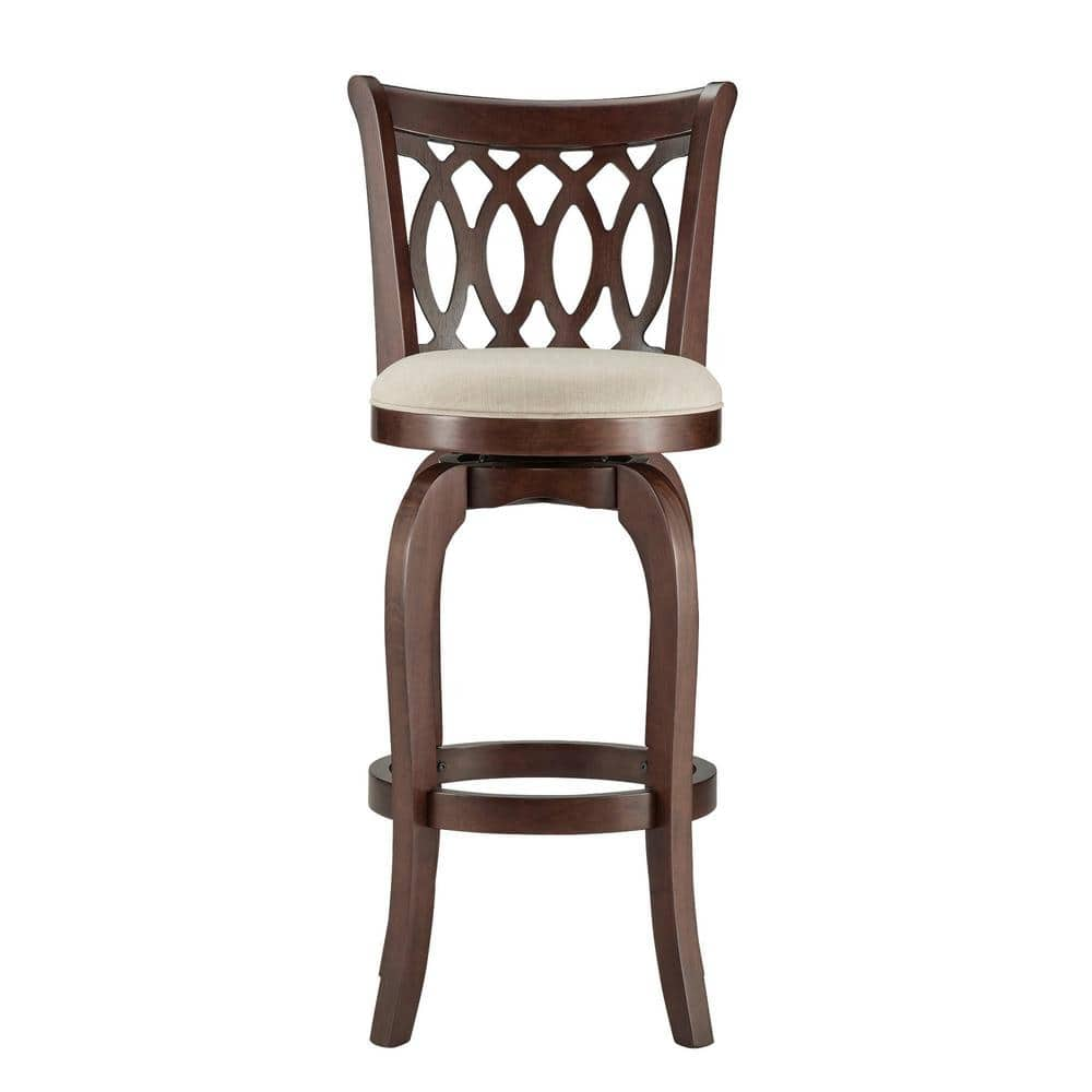 HomeSullivan 42.9 in. Beige Scroll Back Linen Swivel Bar Stool 401133N-29BL