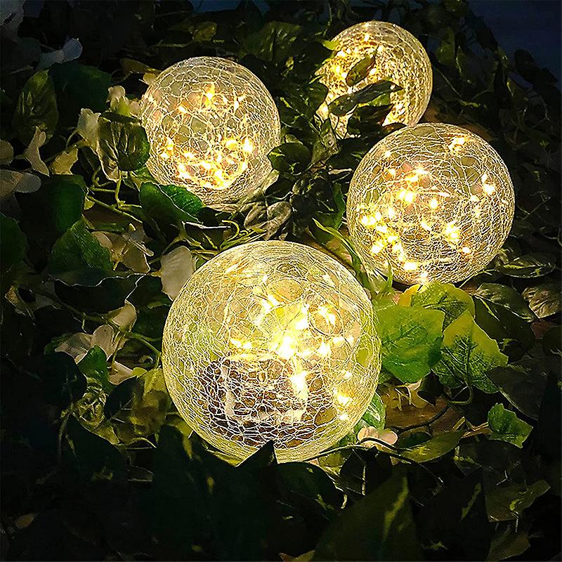 Solar Garden Light Cracked Glass Ball Lamps Outdoor Solar Courtyard Lights Waterproof Solar Lamp Balcony Yard Villa Street Decor