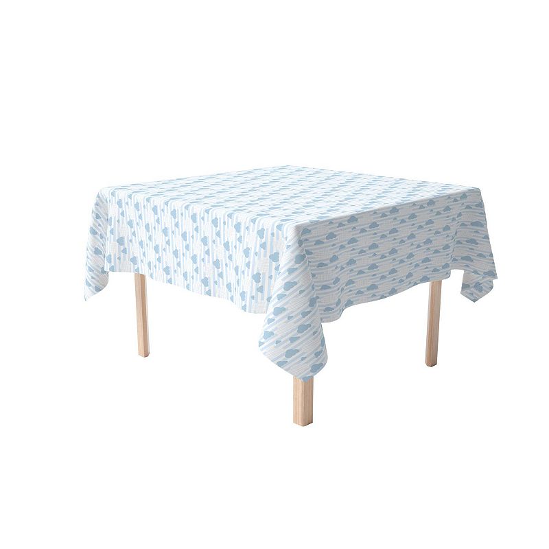 Square Tablecloth， 100% Polyester， 54x54， Blue Clouds and Stripes