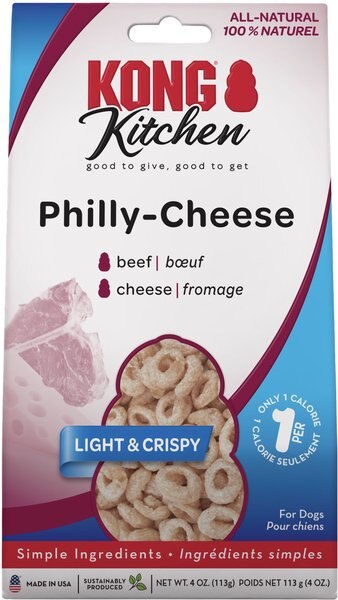 KONG Kitchen Philly Cheese Grain-Free Beef and Cheese Crunchy Dog Treats， 4-oz box