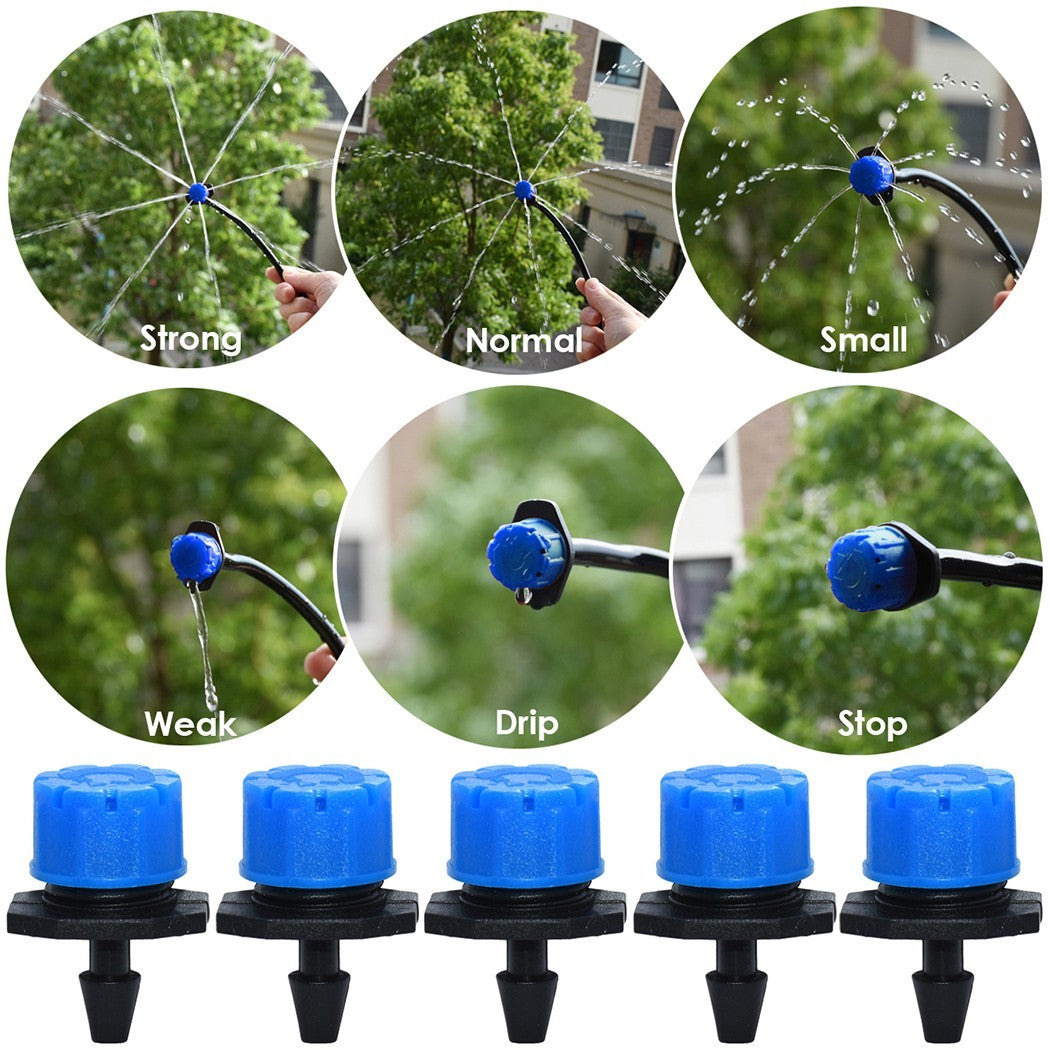 Ruibeauty 50Pcs 1/4inch Adjustable Drip Irrigation Parts， Irrigation Drippers Sprinklers for Drip Irrigation System