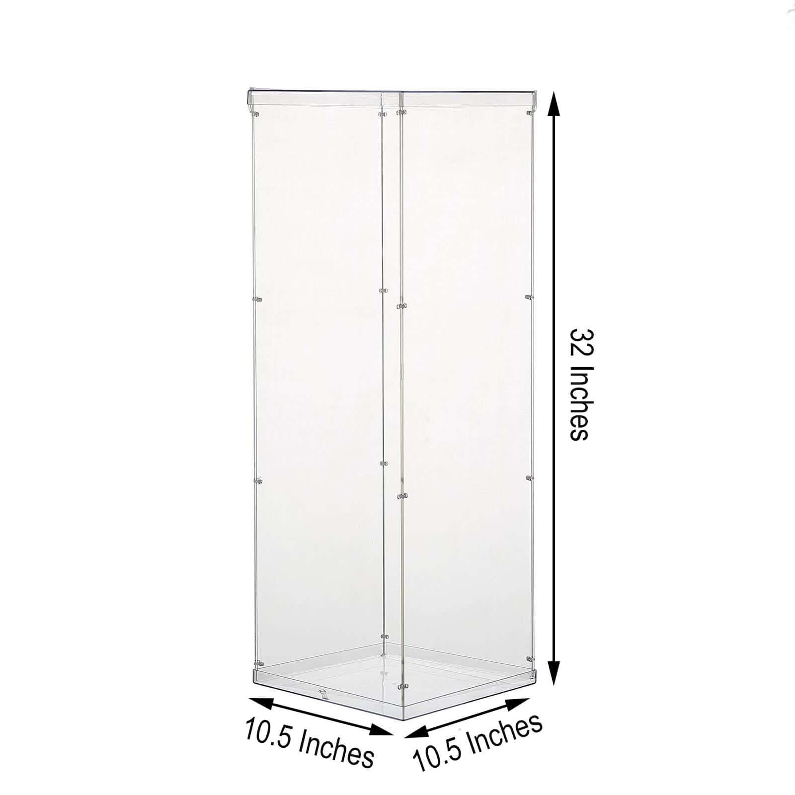 Clear Acrylic Pedestal Riser, Transparent Display Box with Interchangeable Lid and Base 32