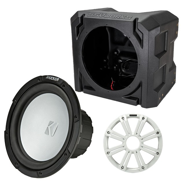 Marine Subwoofer 2 ohm White Led Grill With Ssv Universal Marine Sub Box Enclosure