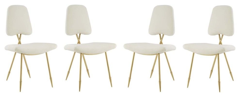 Ponder Dining Side Chair Set of 4  Ivory   Midcentury   Dining Chairs   by Homesquare  Houzz