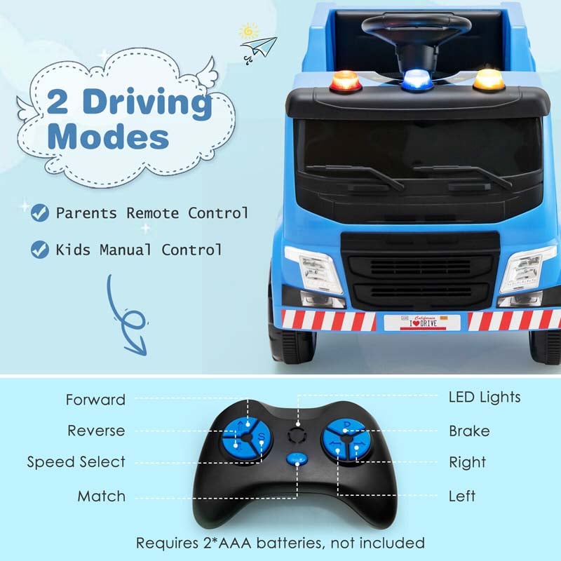 12V Kids Ride On Recycling Trash Truck Battery Powered RC Riding Toy Car with Recycling Accessories