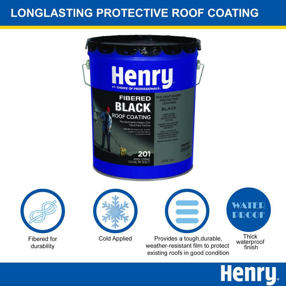 Henry 201 Fibered Black Asphalt Roof Coating 4.75 gal. HE201571