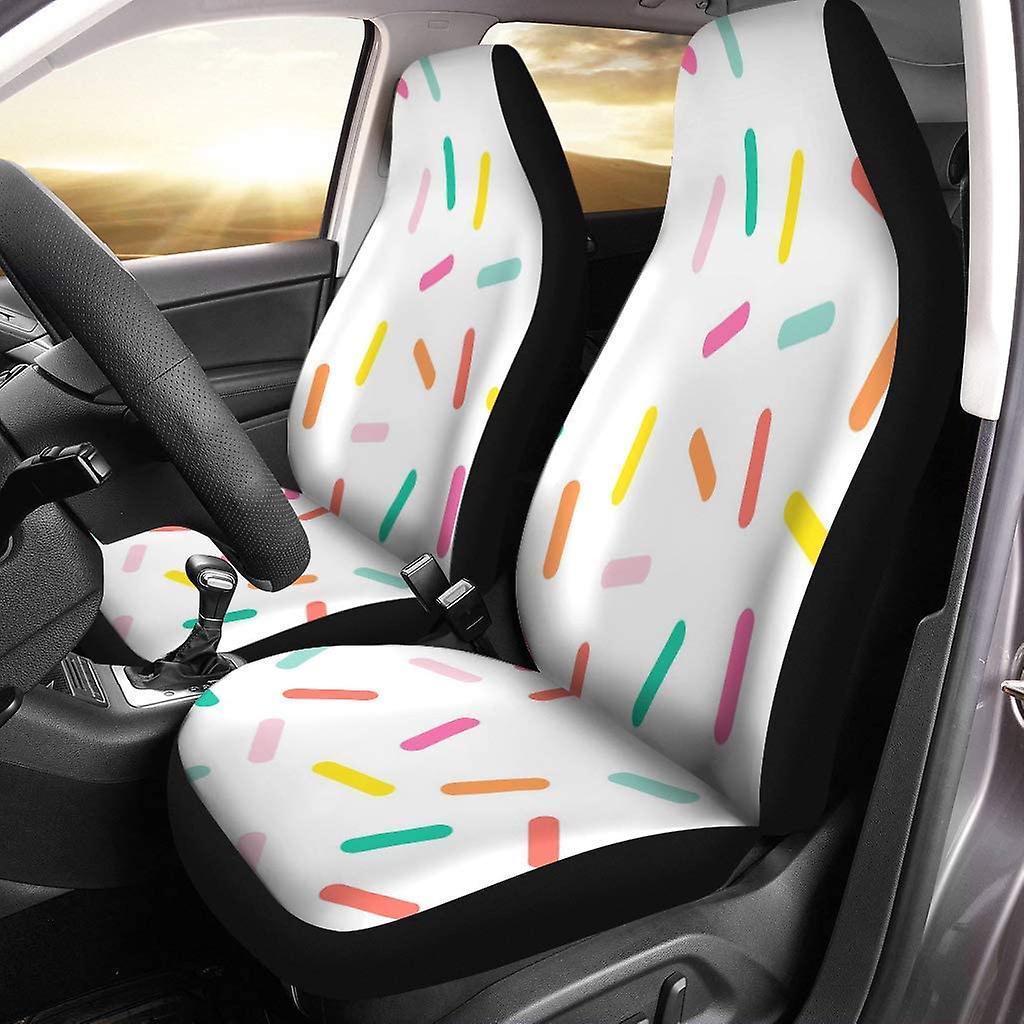 Set Of 2 Car Seat Covers Colorful Confetti Universal Auto Front Seats Protector Fits For Car，suv Sedan，truck