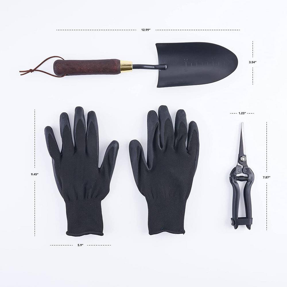 3-Piece Garden Tool Set Plants Tool Set Stainless Steel Starter Kit Garden Shears Garden Gloves Garden Trowel B0BFJWC144