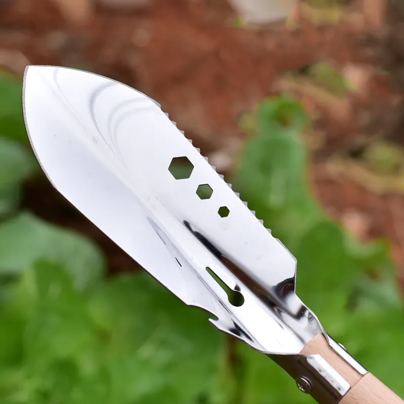 High Quality Multi function 304 Stainless Steel  Small Garden Shovel with Sawtooth Hew Wrench