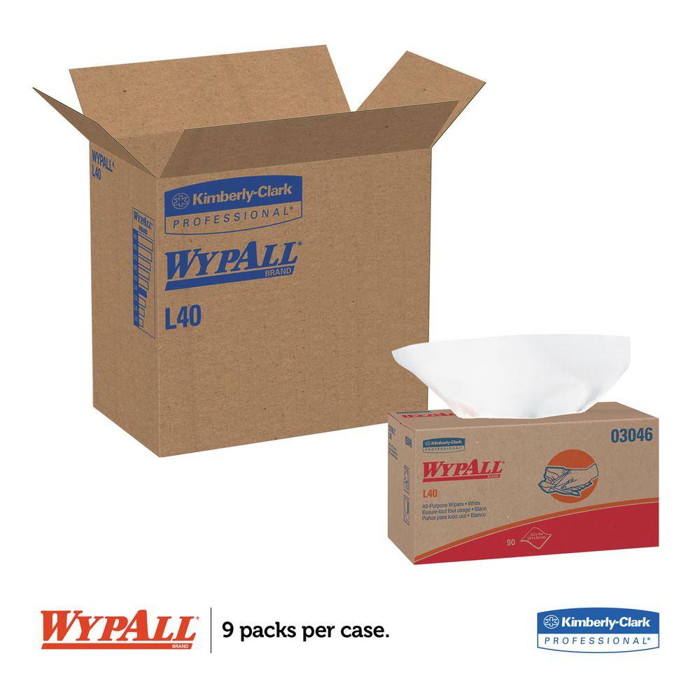 WYPALL L40 Towels POP-UP Box White 10-45 in. x 10 in. 90Box 9 BoxesCarton KCC03046