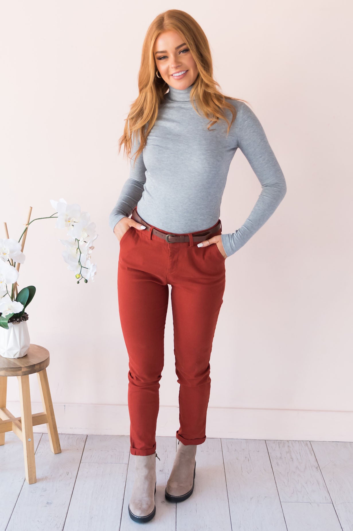 Optimistic Thoughts Modest Twill Pants