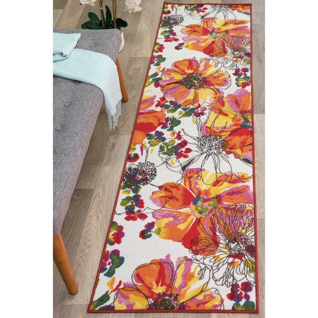 World Rug Gallery Modern Bright Flowers Non slip Area Rug