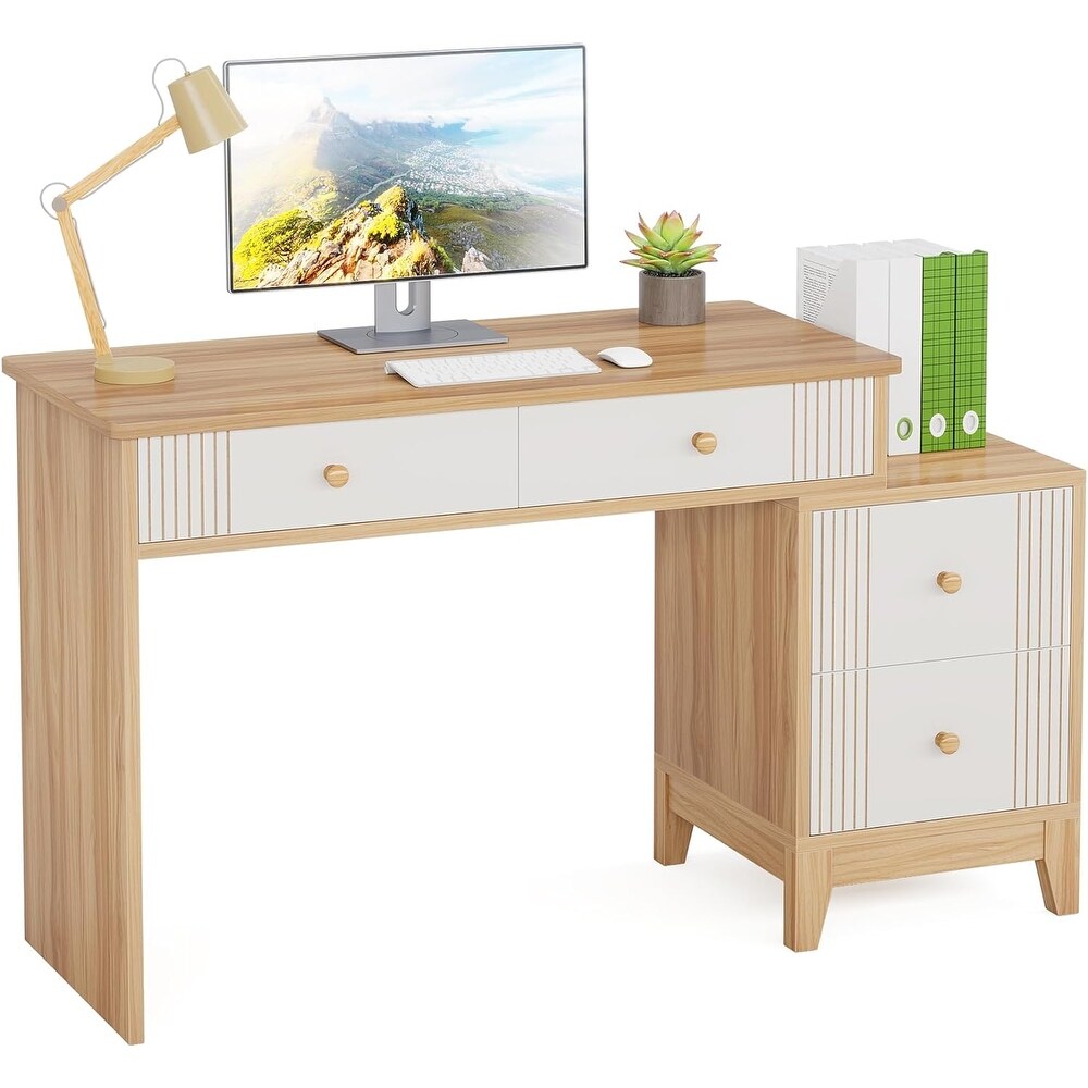 Computer Desk with 4 Drawers  51 Inch Home Office Desks with Storage