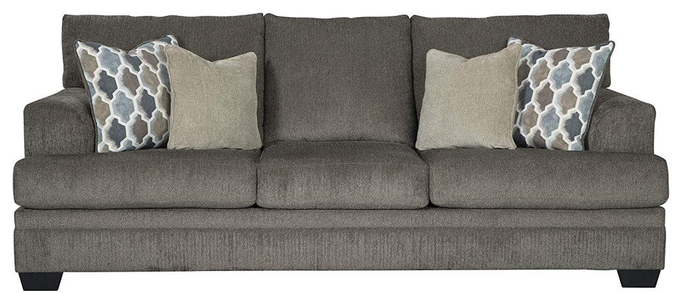 Contemporary Sofa  Oversized Cushioned Seat With Flared Armrests  Slate Gray   Transitional   Sofas   by Decor Love  Houzz