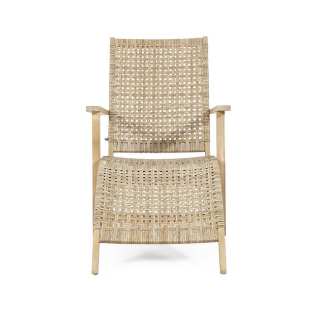 Hartwell Outdoor Wicker Beach Lounge Chair Light Brown brown Christopher Knight Home