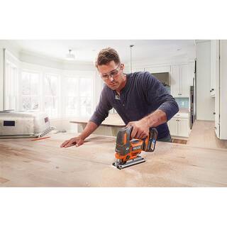 RIDGID 18V OCTANE Brushless Cordless Jig Saw (Tool Only) with All Purpose Jig Saw Blade Set (10-Piece) R8832B-A14AK101