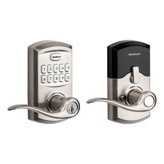 Kwikset 917 SmartCode Satin Nickel Keypad Electronic Single-Cylinder Tustin Door Lever Featuring SmartKey Security 99170-001