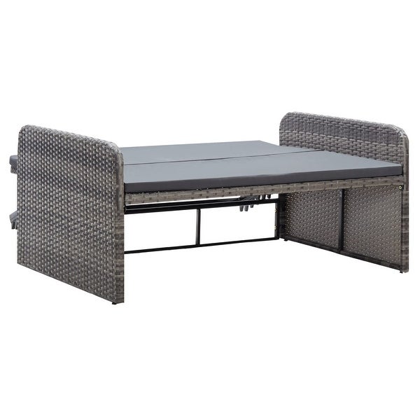 2 Piece Patio Lounge Set with Cushions Poly Rattan Gray