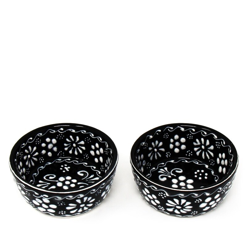 Handmade Mexican Pottery Black Appetizer and Dip Bowls (Set of 2)   3\