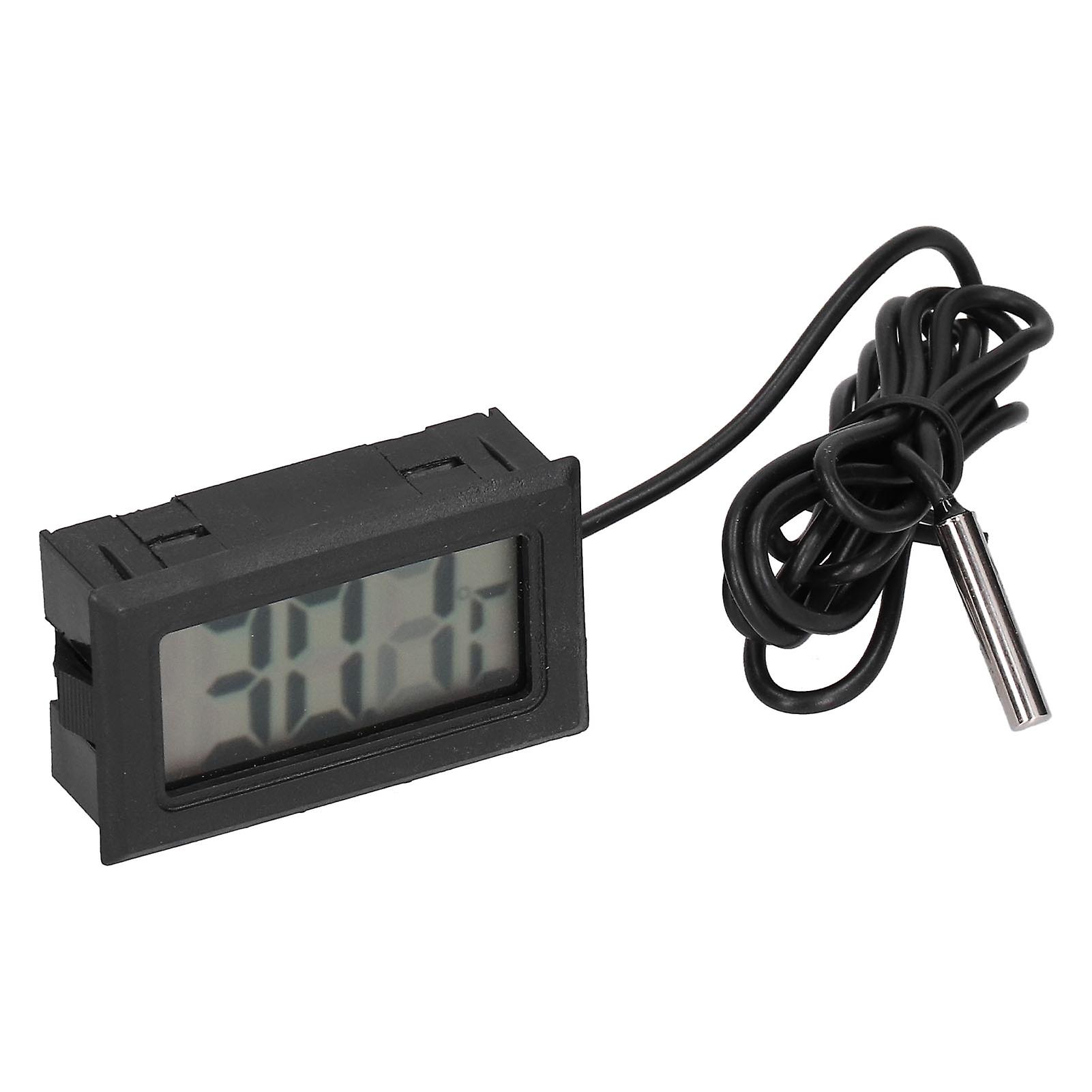 Digital Electronic Temperature Gauge Black Abs Lcd Thermometer With External Probe