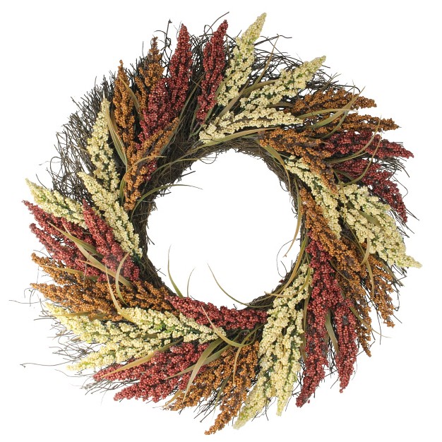 Northlight Autumn Harvest Mixed Heather Artificial Grapevine Wreath 22 Inch Unlit