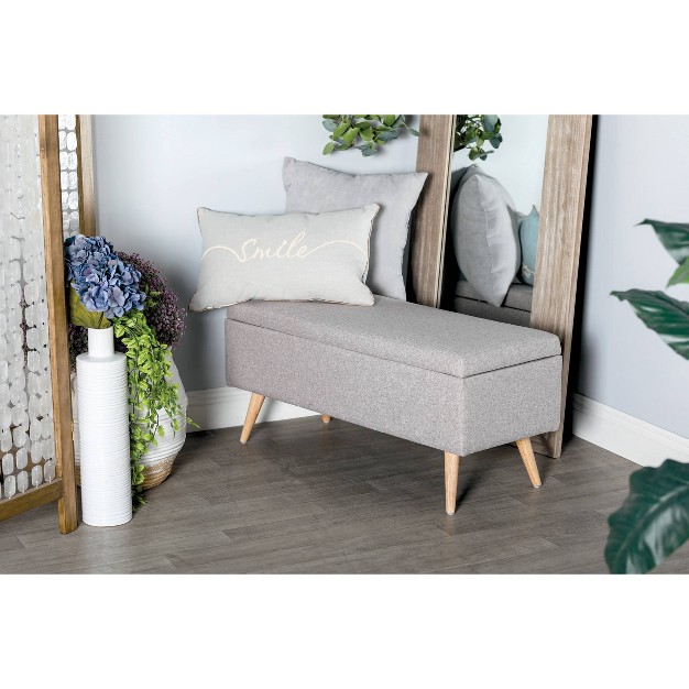 Contemporary Storage Bench Gray Olivia amp May