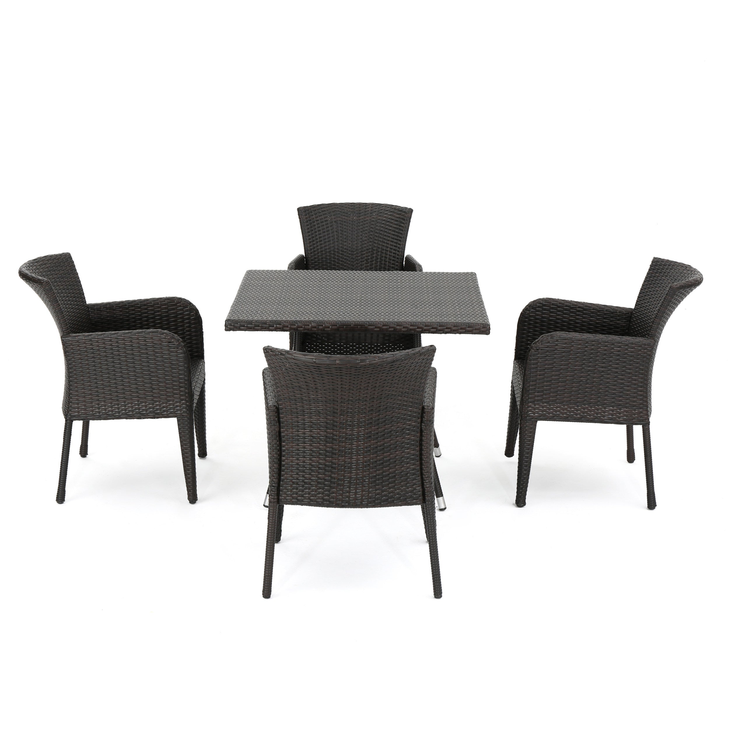 Clinton Outdoor 5-piece Brown Wicker Dining Set