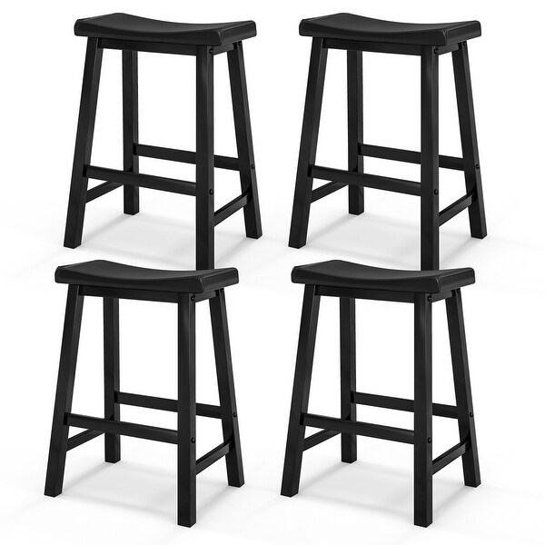 Gymax Set of 4 Saddle Bar Stools Counter Height Dining Chairs w/