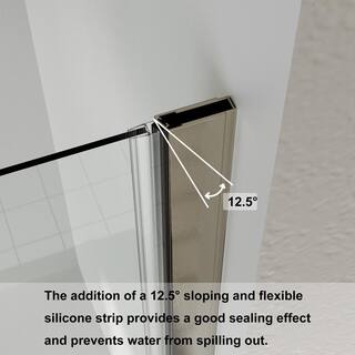 WELLFOR 30 in. W x 72 in. H Frameless Glass Shower Doors Clear Glass in Brushed Nickel SWL-B020221N