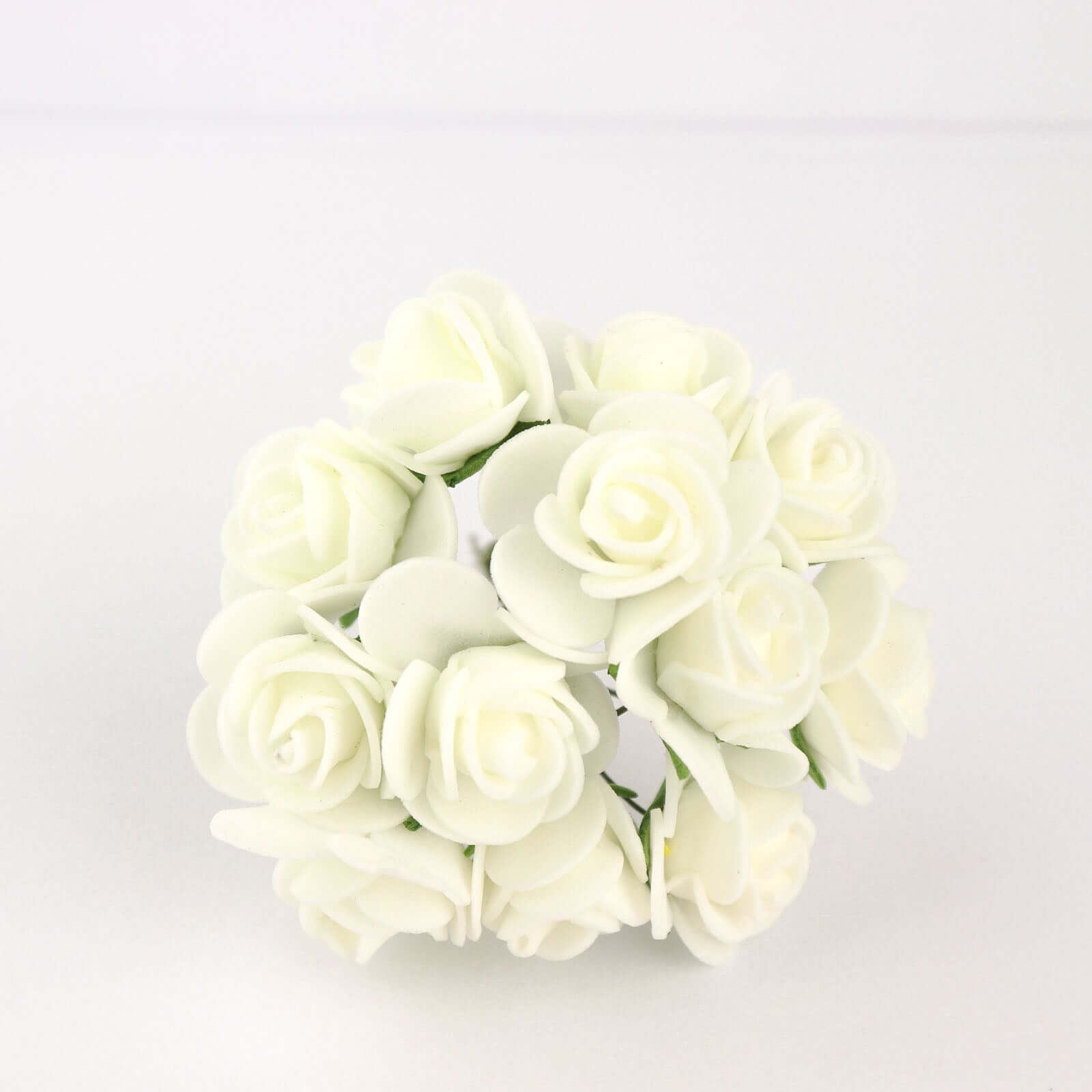 48 Roses Ivory Real Touch Artificial DIY Foam Rose Flowers With Stem, Craft Rose Buds 1