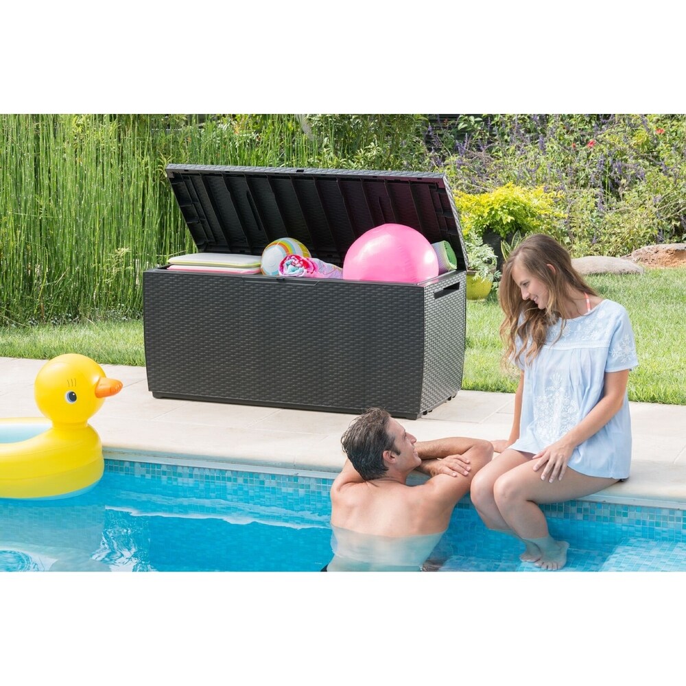 Keter Capri 80 Gallon Large Resin Deck Box Storage For Lawn Patio Furniture  Tools and Accessories