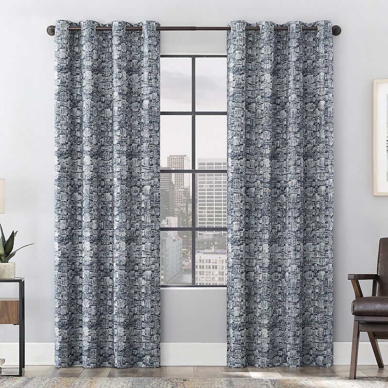 Scott Living Osaka Inverted Brushstrokes Cotton Blend 100% Blackout Grommet Window Curtain