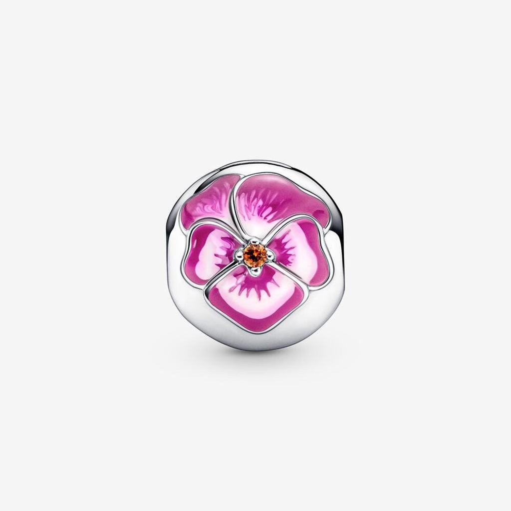 PANDORA  Pink Pansy Flower Clip Charm