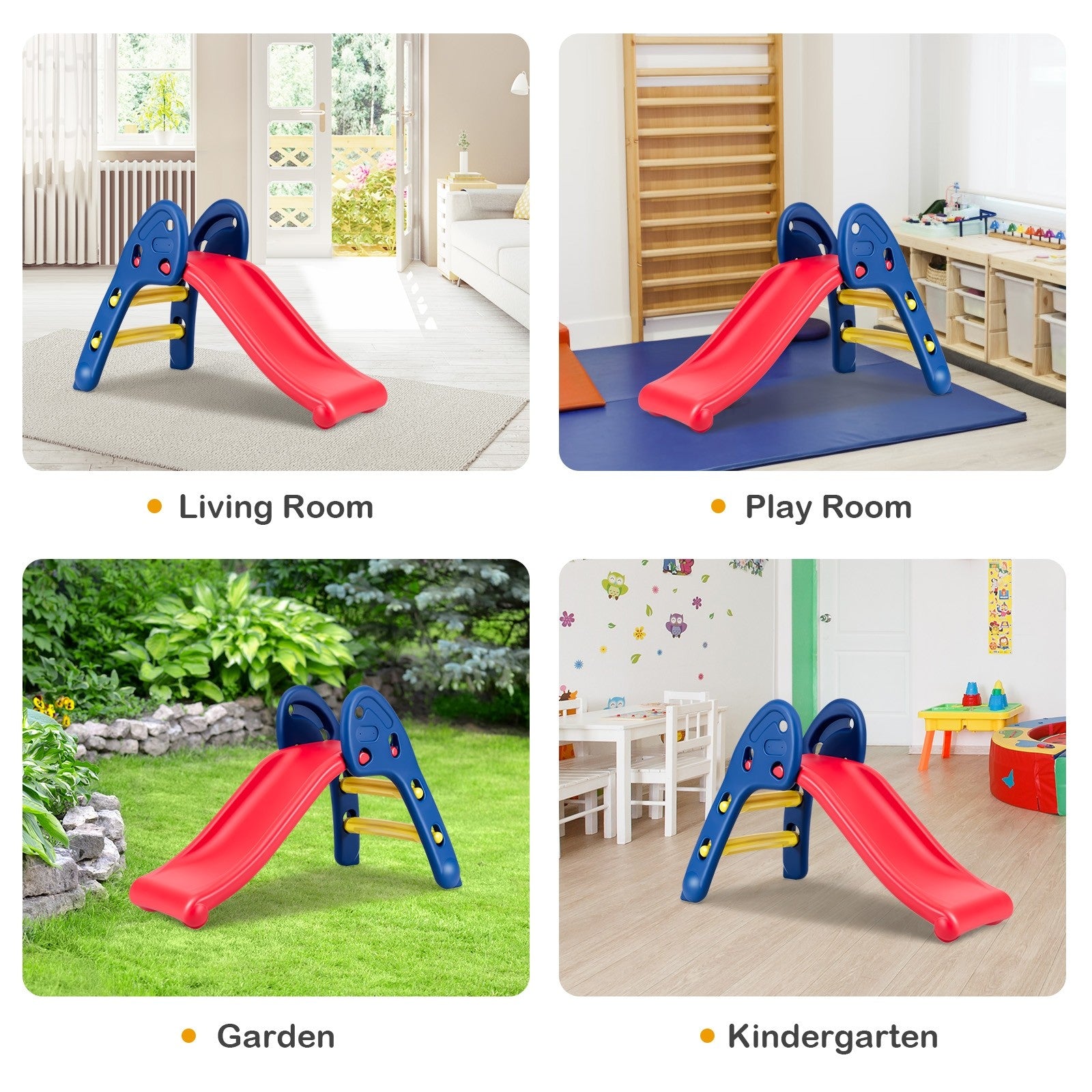 Joy Folding Slide, Indoor First Slide Plastic Play Slide Climber Kids (Ellipse Rail)