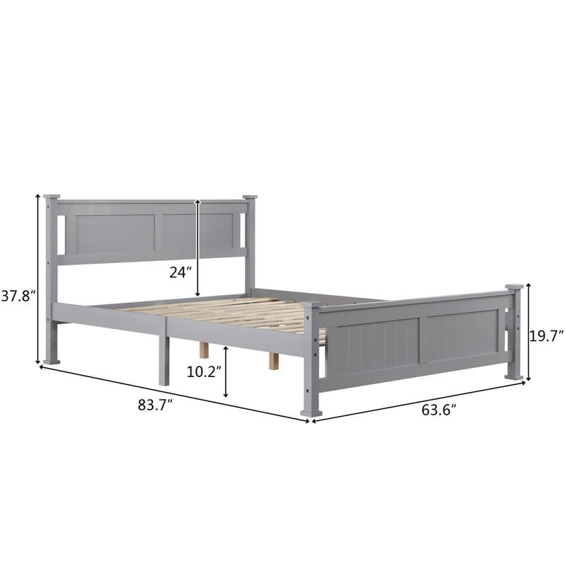 Vertical Decorative Core Bed Frame Grey Full/Twin/Queen