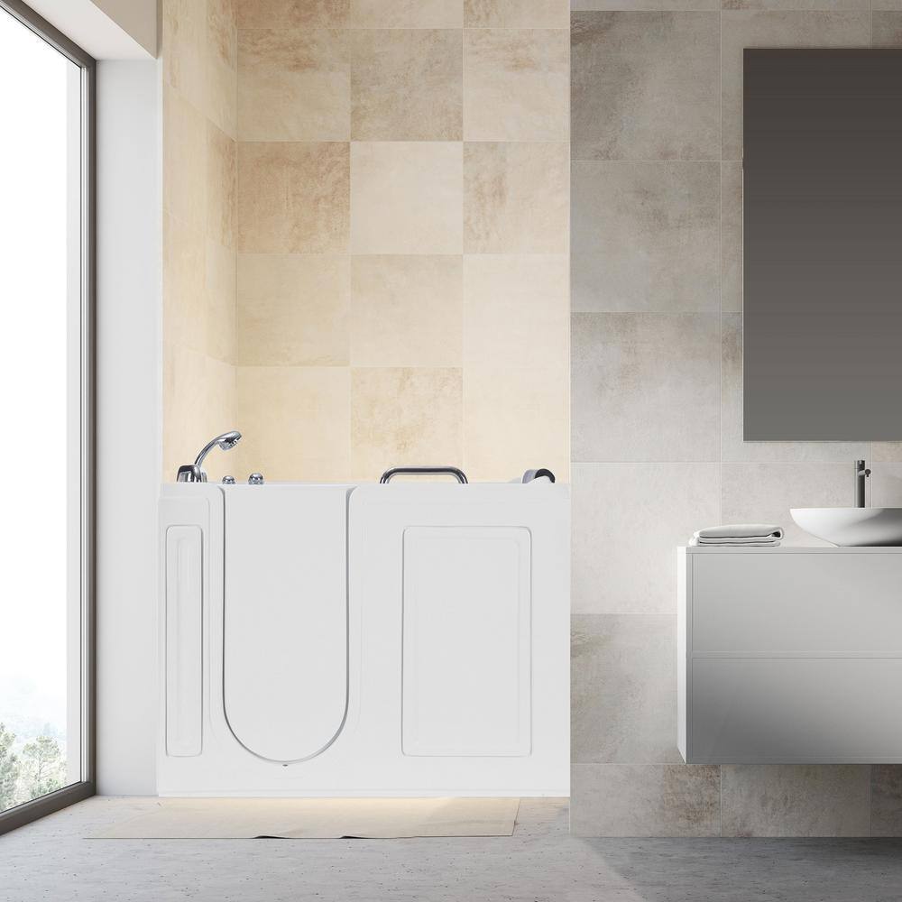 Empava 53 in. Left Drain Quick Fill Alcove Rectangular Walk-in Whirlpool Bathtub with Left Side Door in White EMP-WIT02