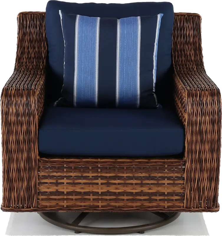 Tortola Swivel Navy Outdoor Patio Wicker Chair